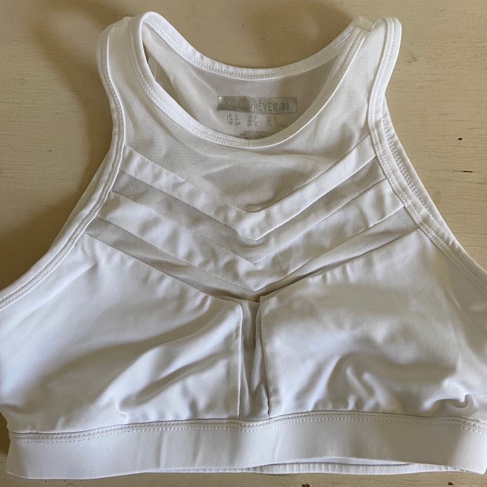 Forever 21 White Mesh Sports Bra